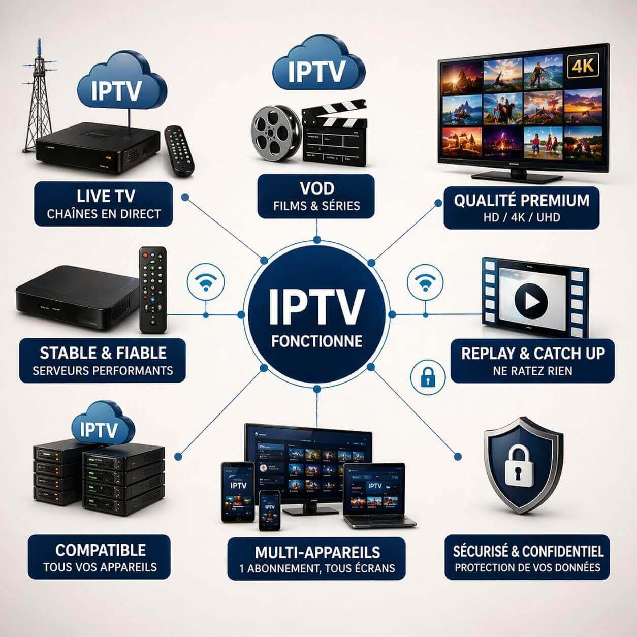IPTV Premium – interface et streaming 4K en 2026